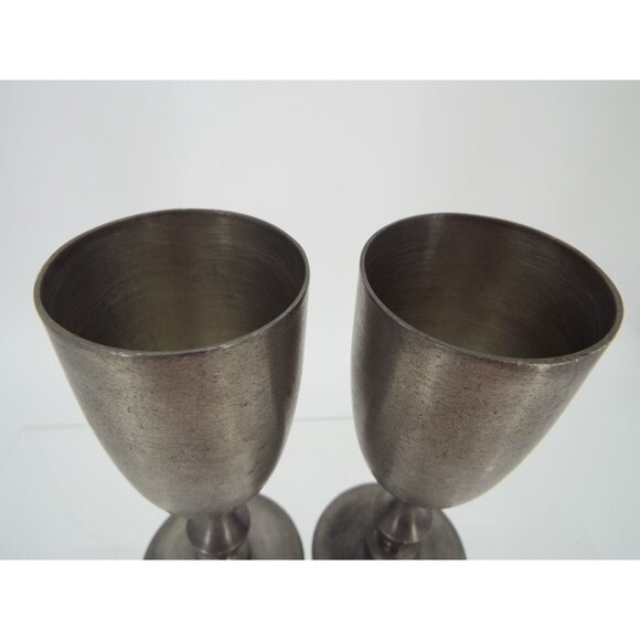 Vintage Pair of Metalars 4.5" Pewter Chalice Goblets Made in Italy - Picture 2 of 8